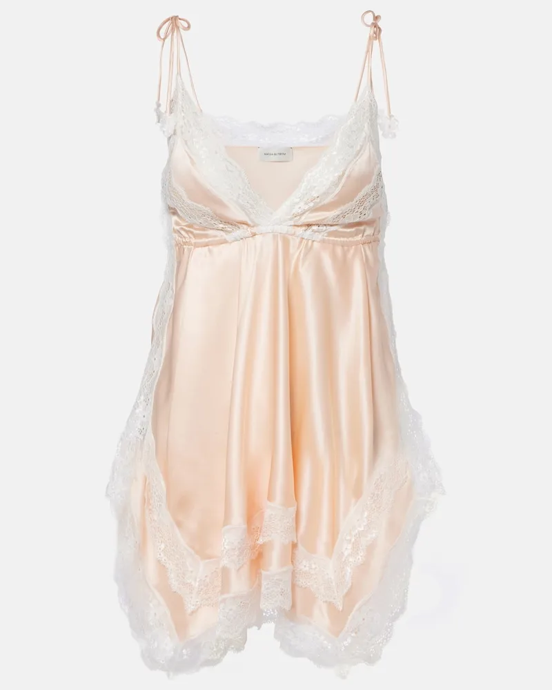 Magda Butrym Top aus Seidensatin mit Spitze Orange