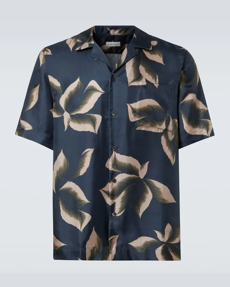 Dries van Noten Bedrucktes Hemd aus Seide Blau