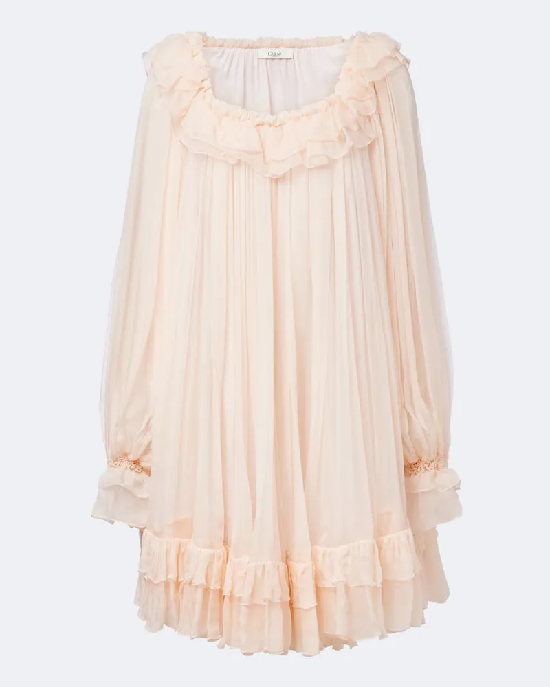 Chloé Chloé Minikleid aus Seidenmusselin Rosa