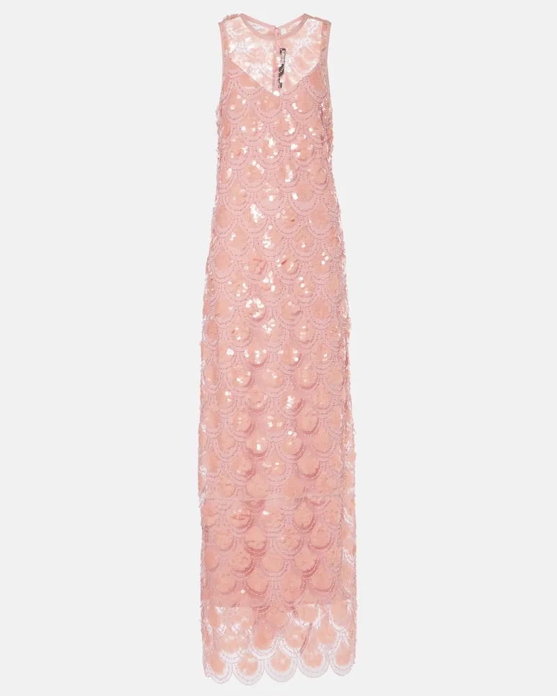 ROTATE Birger Christensen Maxikleid mit Pailletten Pink