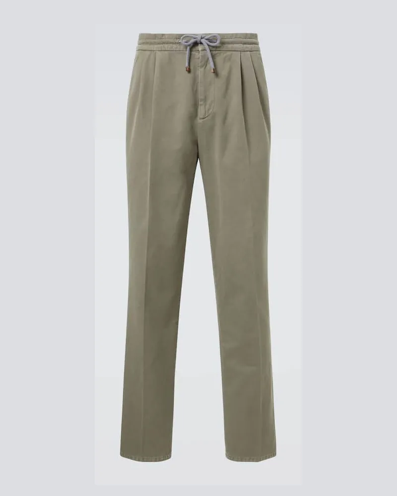 Brunello Cucinelli Gerade Hose aus Baumwolle Grün
