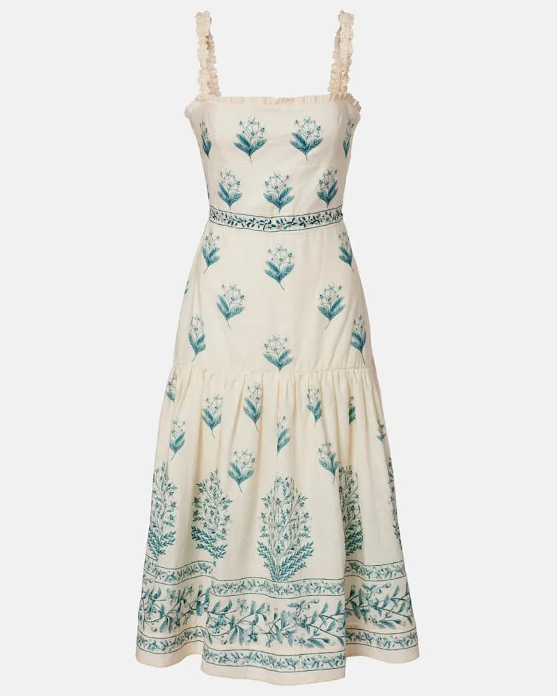 AGUA BENDITA Midikleid Nispero Ceiba aus Leinen Beige
