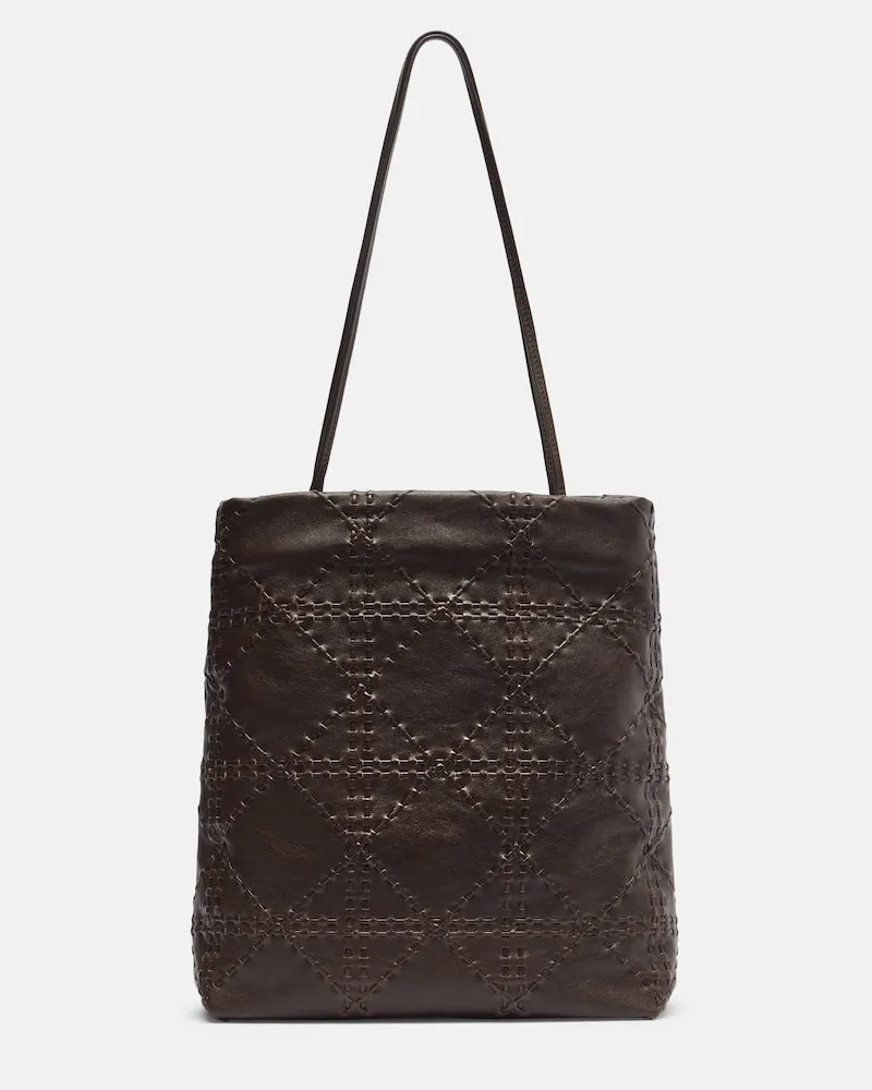 The Row Bestickte Schultertasche Lilou aus Leder Braun