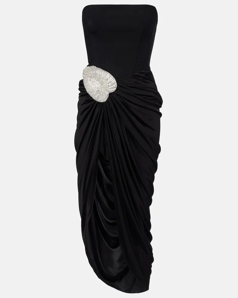 David Koma Verziertes Korsett-Kleid aus einem Wollgemisch Schwarz