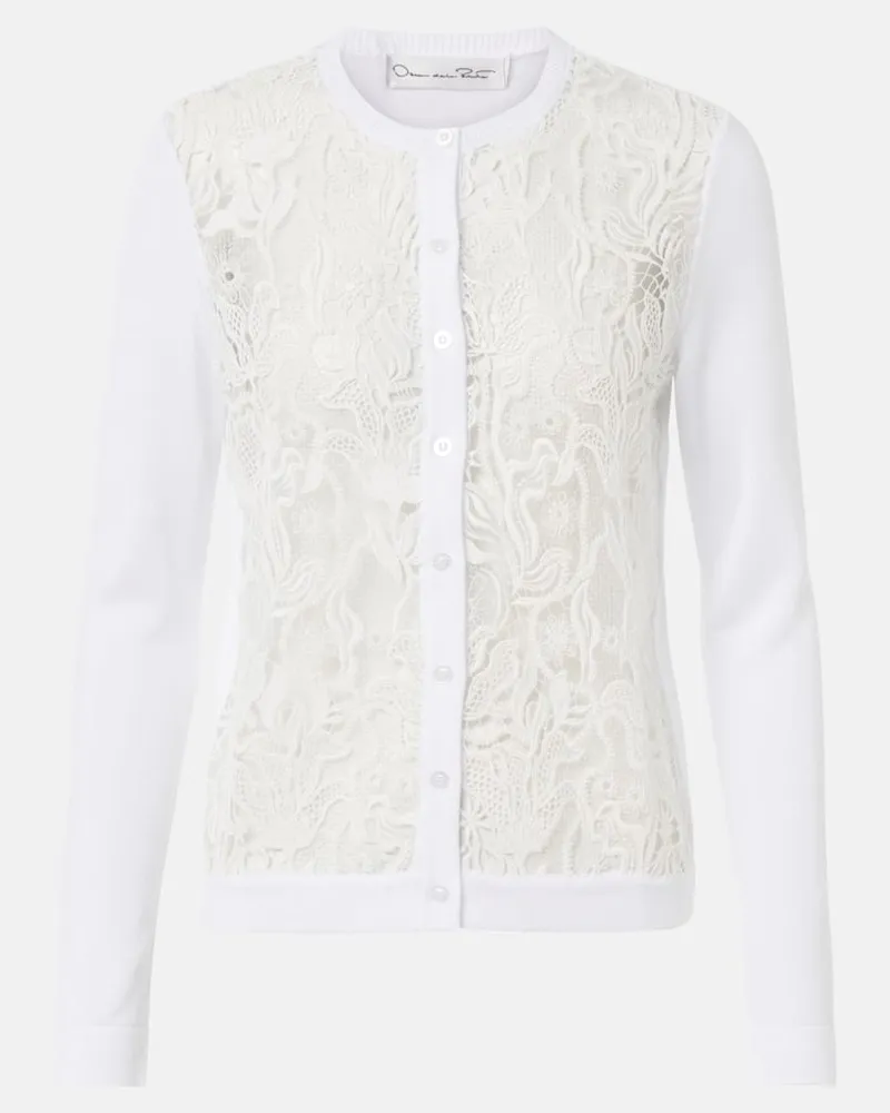 Oscar de la Renta Cardigan mit Guipure-Spitze Weiß