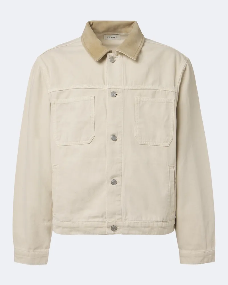Frame Denim Feldjacke aus Baumwolle mit Veloursleder Beige