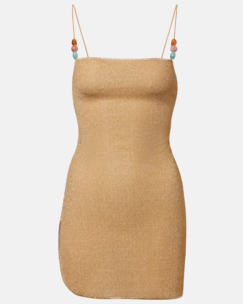 Oséree Oséree Minikleid Lumière mit Perlen Gold
