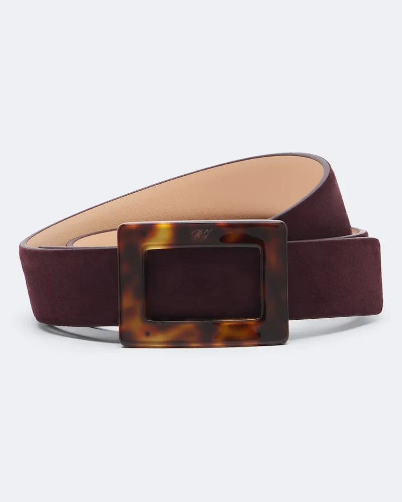 Roger Vivier Gürtel Belle Vivier aus Veloursleder Burgunderrot