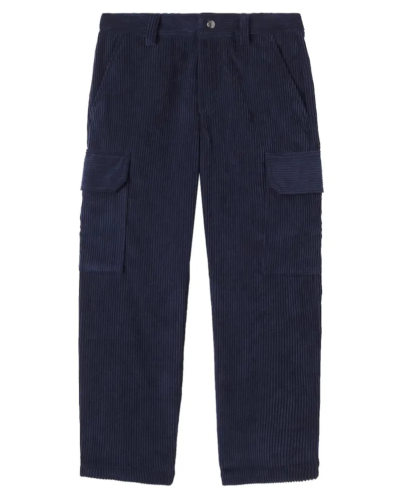 Moncler Gerade Hose aus Cord Blau