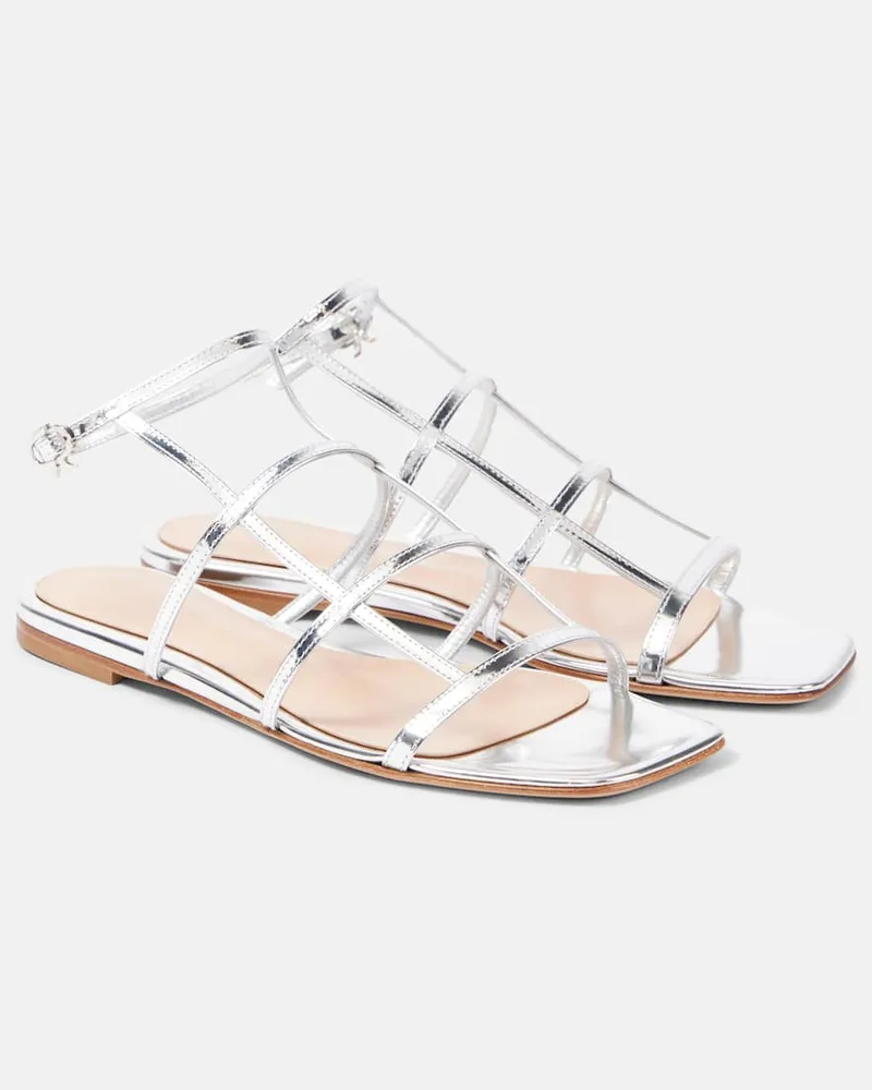 Gianvito Rossi Sandalen aus Metallic-Leder Silber