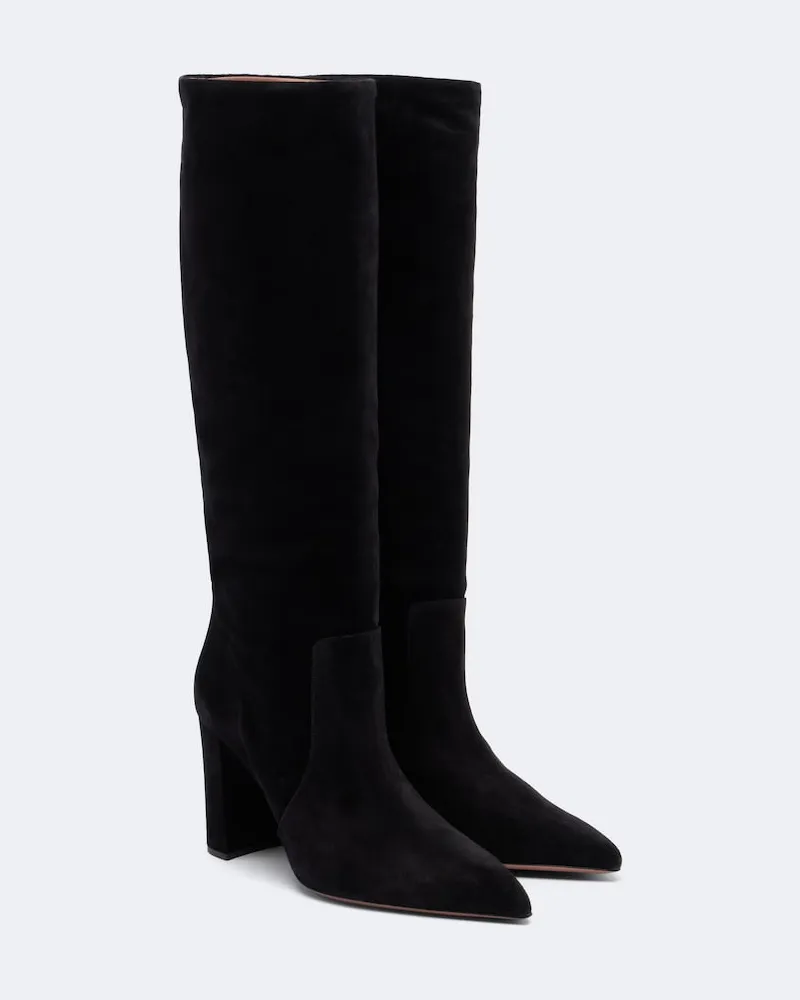 Paris Texas Kniehohe Stiefel Anja aus Veloursleder Schwarz