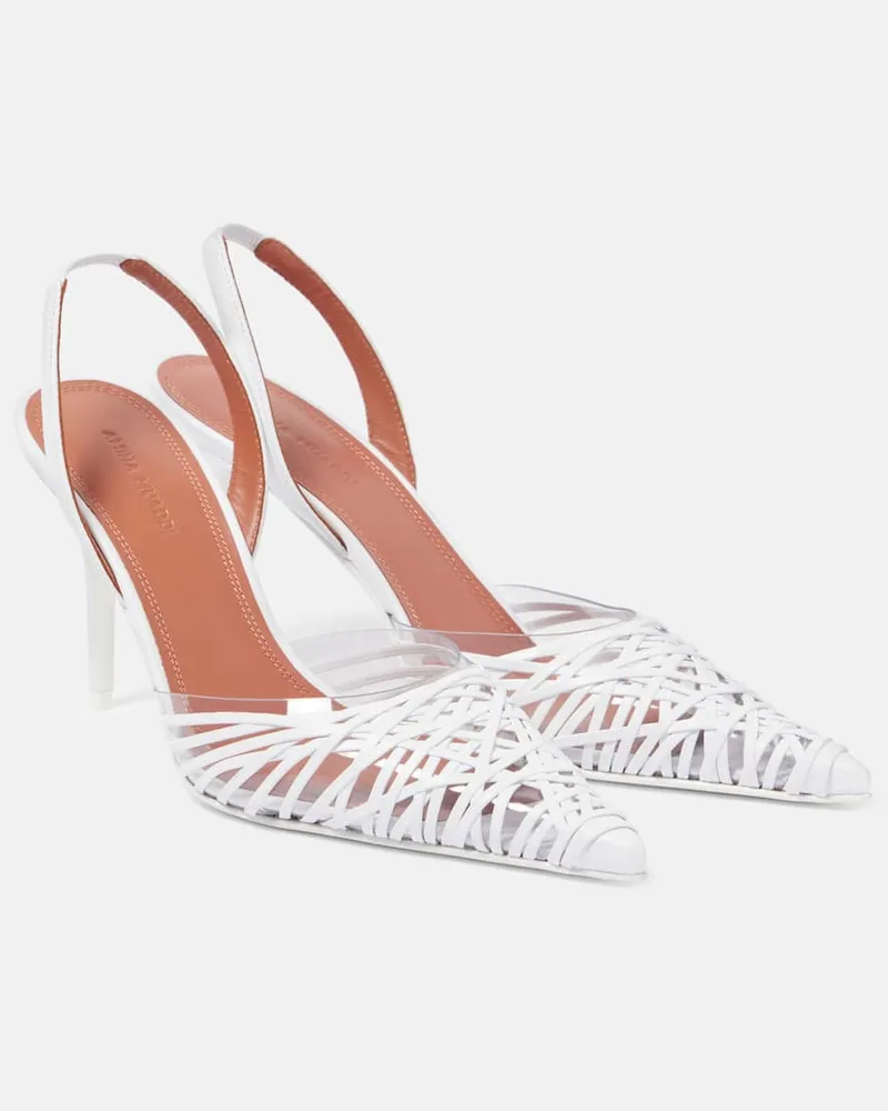 Amina Muaddi Slingback-Pumps Lori 90 mit Leder Weiß