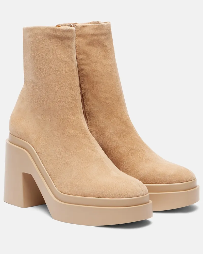 Robert Clergerie Ankle Boots Nina aus Veloursleder Beige