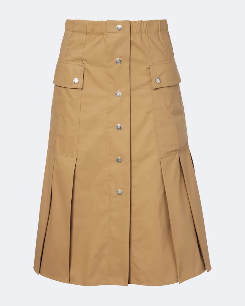 Moncler Midirock aus einem Baumwollgemisch Beige