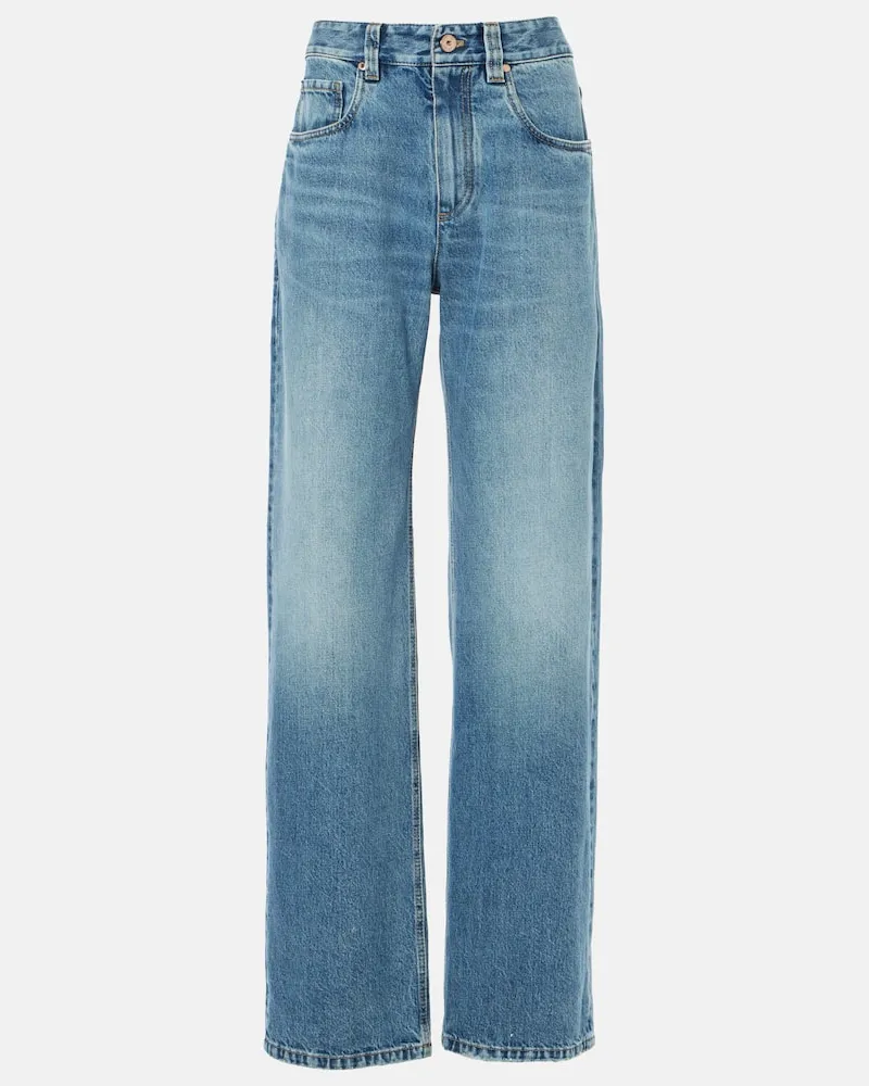 Brunello Cucinelli High-Rise Straight Jeans Blau