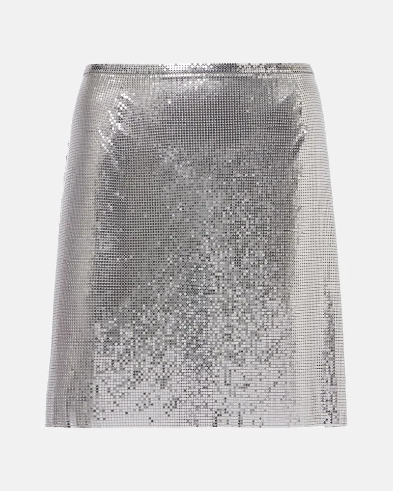 Paco Rabanne Minirock aus Metall-Mesh Silber
