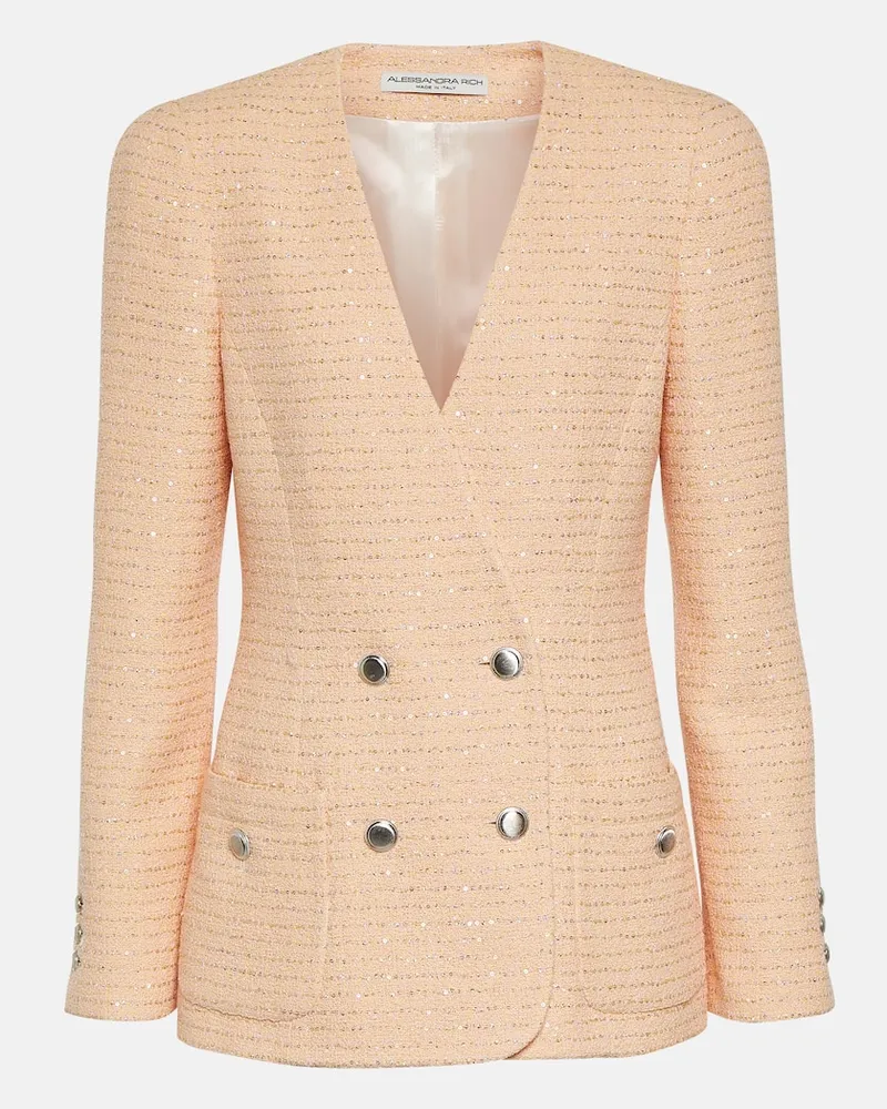 Alessandra Rich Jacke aus Bouclé Gelb
