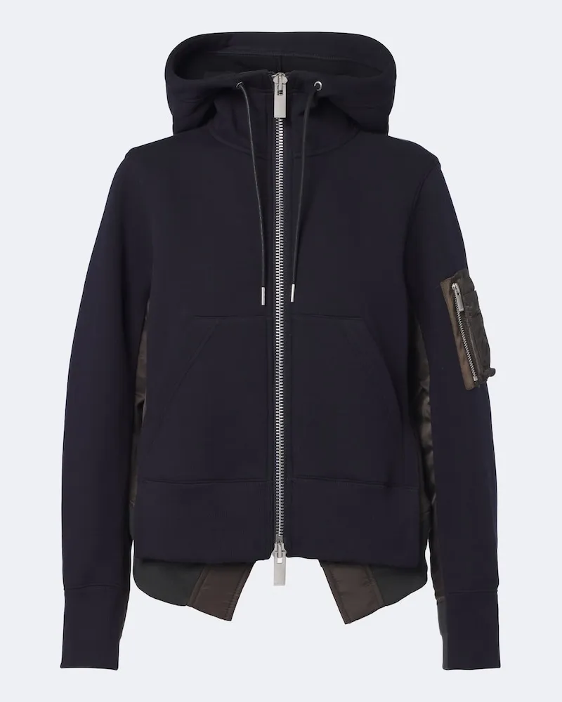 Sacai Kapuzenjacke aus einem Baumwollgemisch Blau