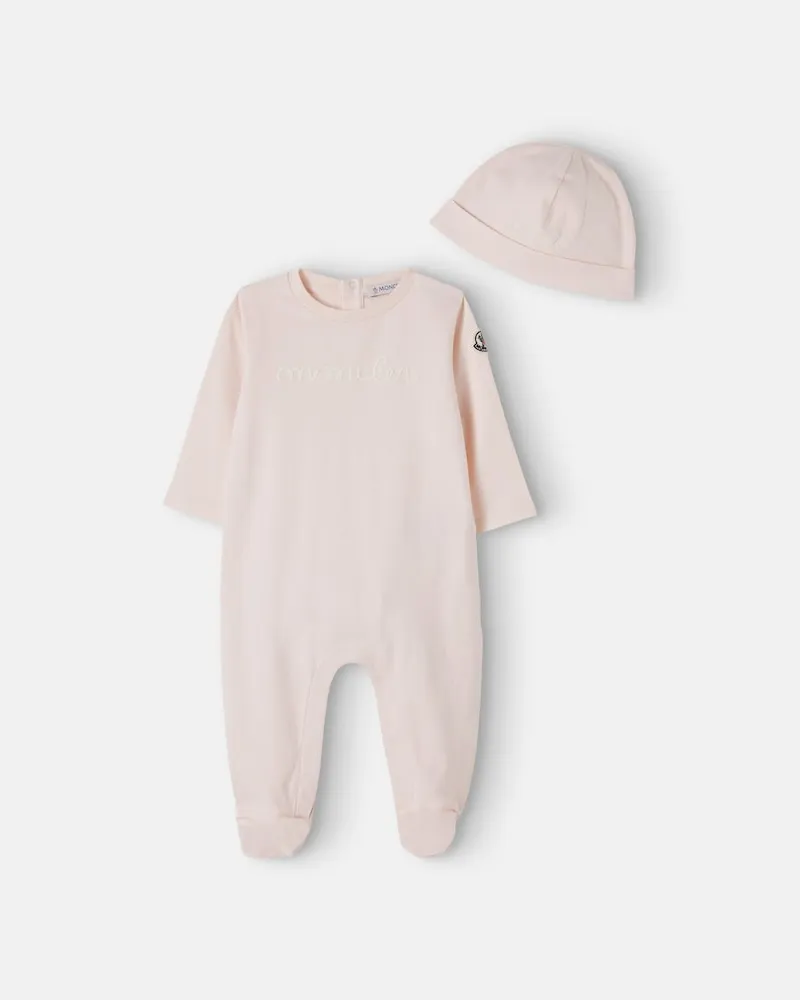 Moncler Baby Set aus Mütze und Strampler Rosa