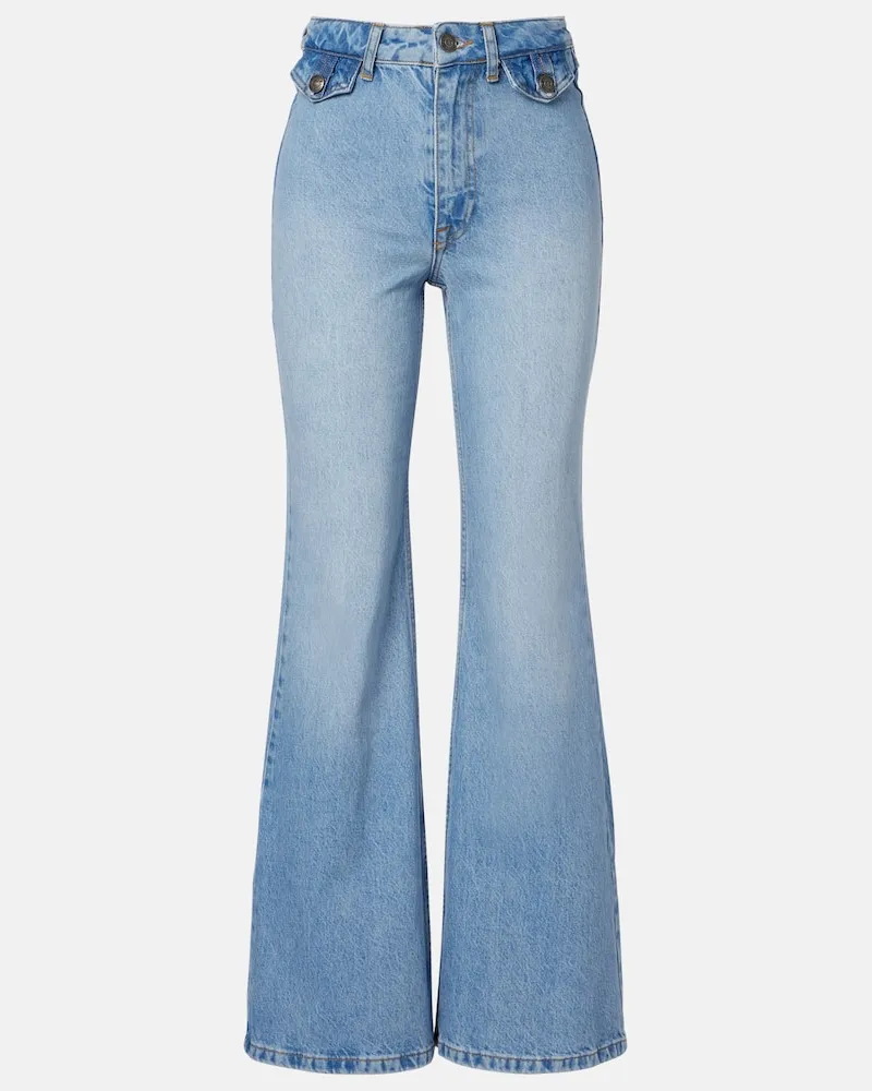 ROTATE Birger Christensen High-Rise Flared Jeans Blau