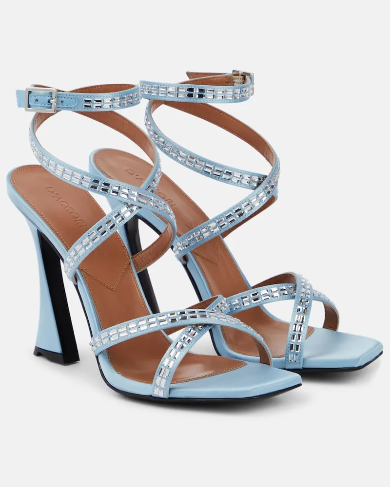 D’Accori Verzierte Sandalen Carre aus Satin Blau
