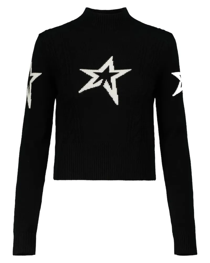 Perfect Moment Skipullover Cable Underwear aus Wolle Schwarz
