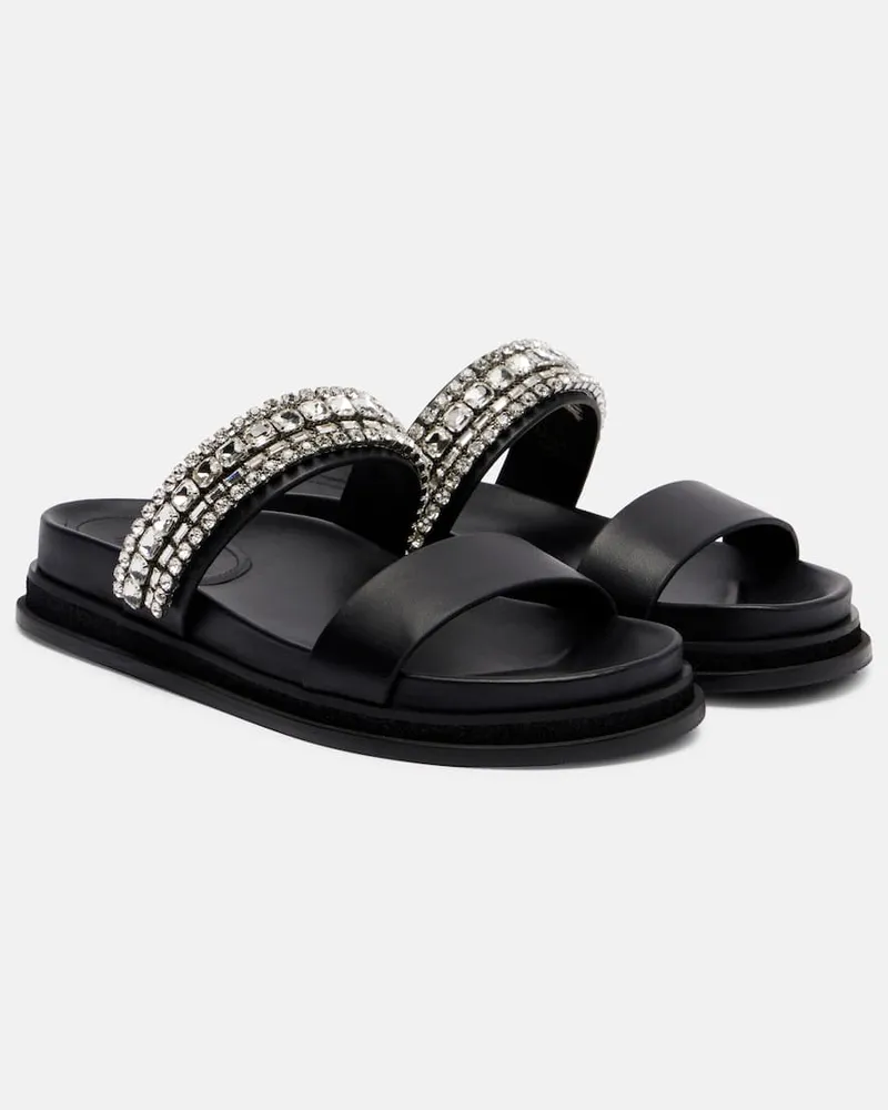 Jimmy Choo Sandalen Jadi aus Leder mit Kristallen Schwarz