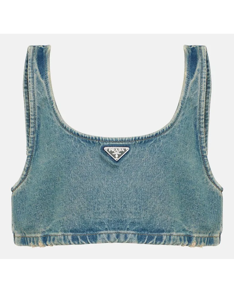 Prada Bralette aus Denim Blau