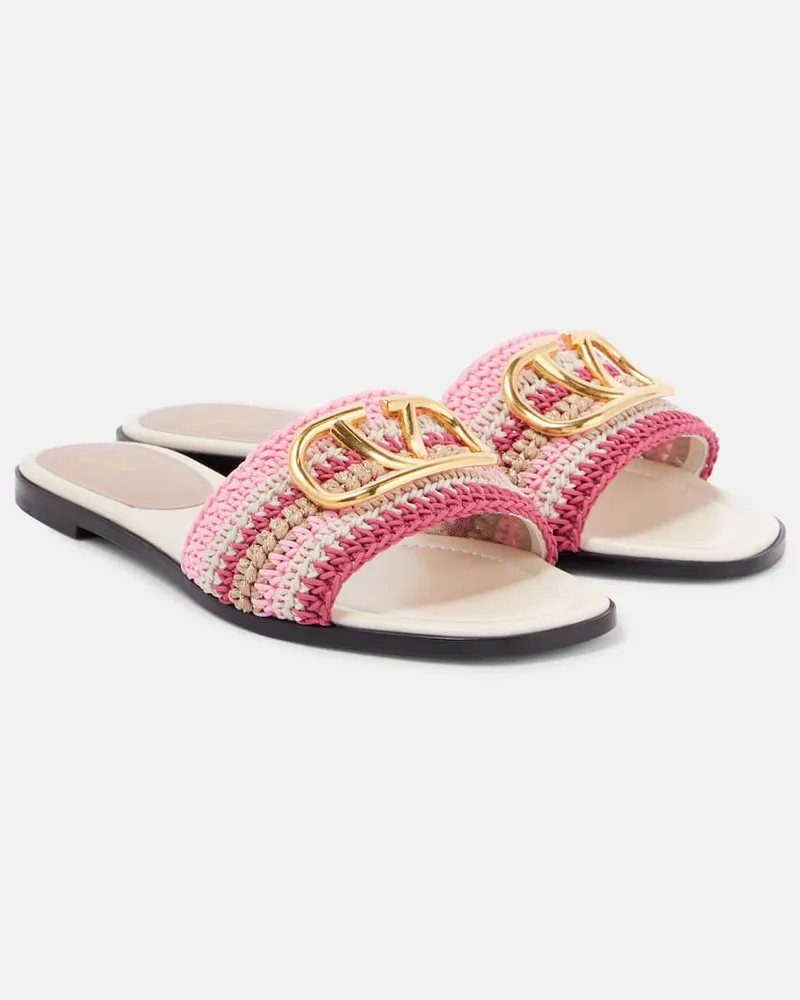 Valentino Garavani Pantoletten VLogo Signature aus Häkelstrick Rosa