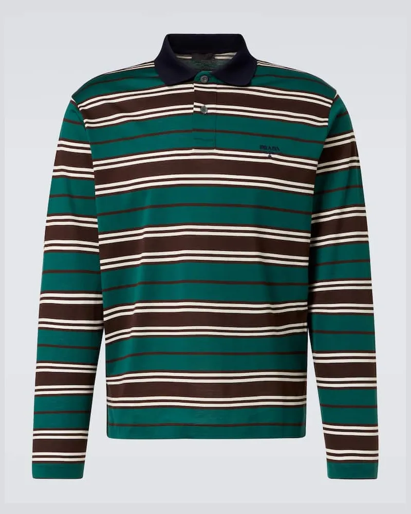 Prada Rugby Shirt aus Baumwoll-Jersey Grün