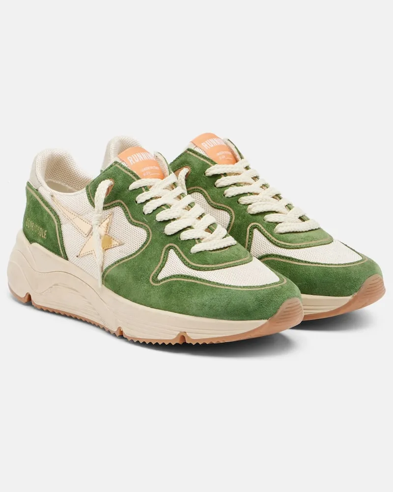 Golden Goose Sneakers Running aus Veloursleder Grün