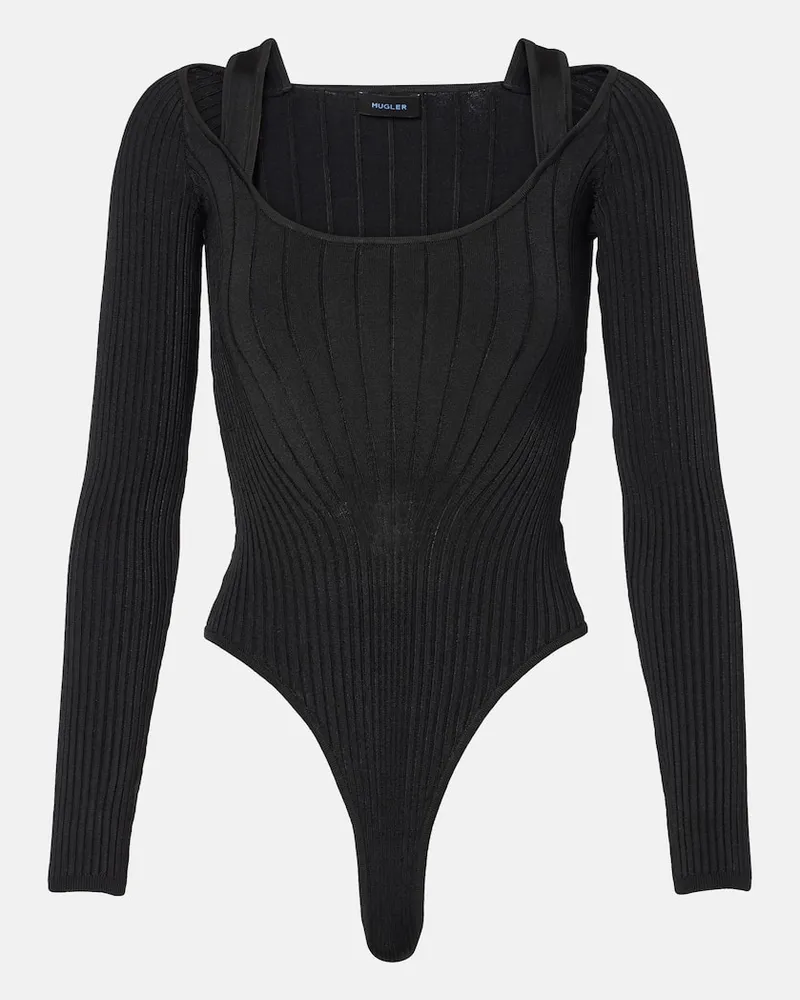 Thierry Mugler Body aus Strick Schwarz
