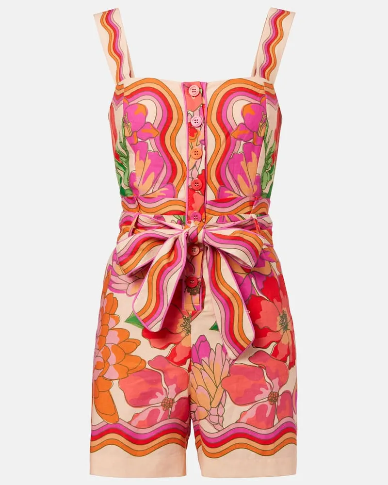 FARM Rio Playsuit Spring Affair aus einem Leinengemisch Multicolor