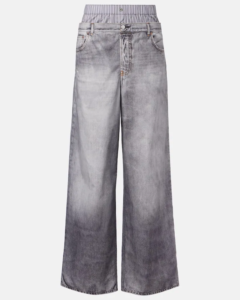 Acne Studios Bedruckte Hose aus Baumwollpopeline Grau