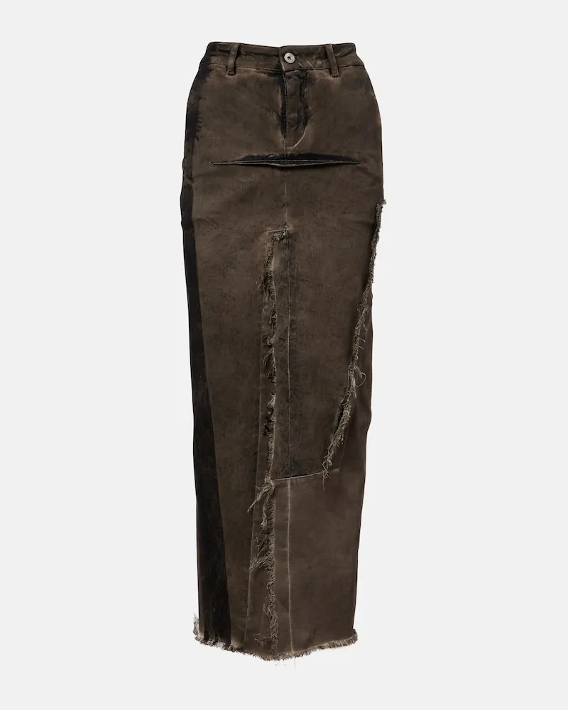 Rick Owens Midirock Denim Sliced aus einem Baumwollgemisch Grau