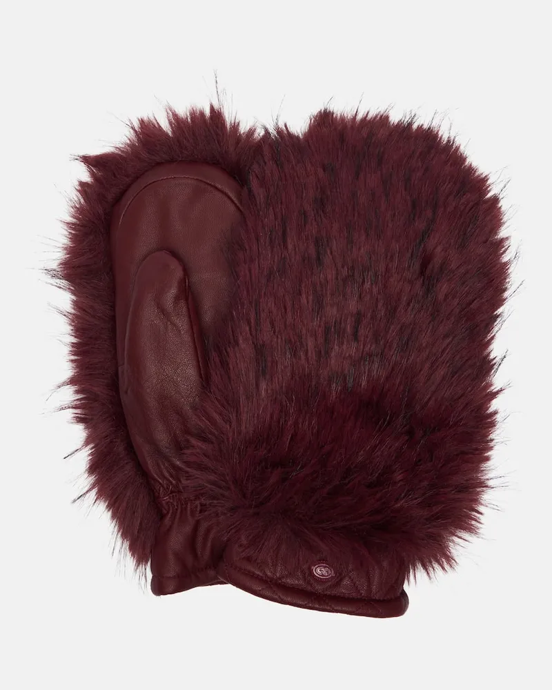 GOLDBERGH Fäustlinge Hill aus Leder Burgunderrot