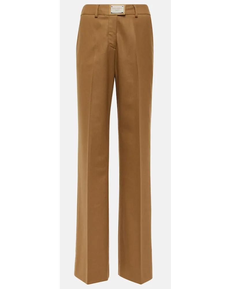 Dolce & Gabbana High-Rise-Hose aus Schurwolle Braun