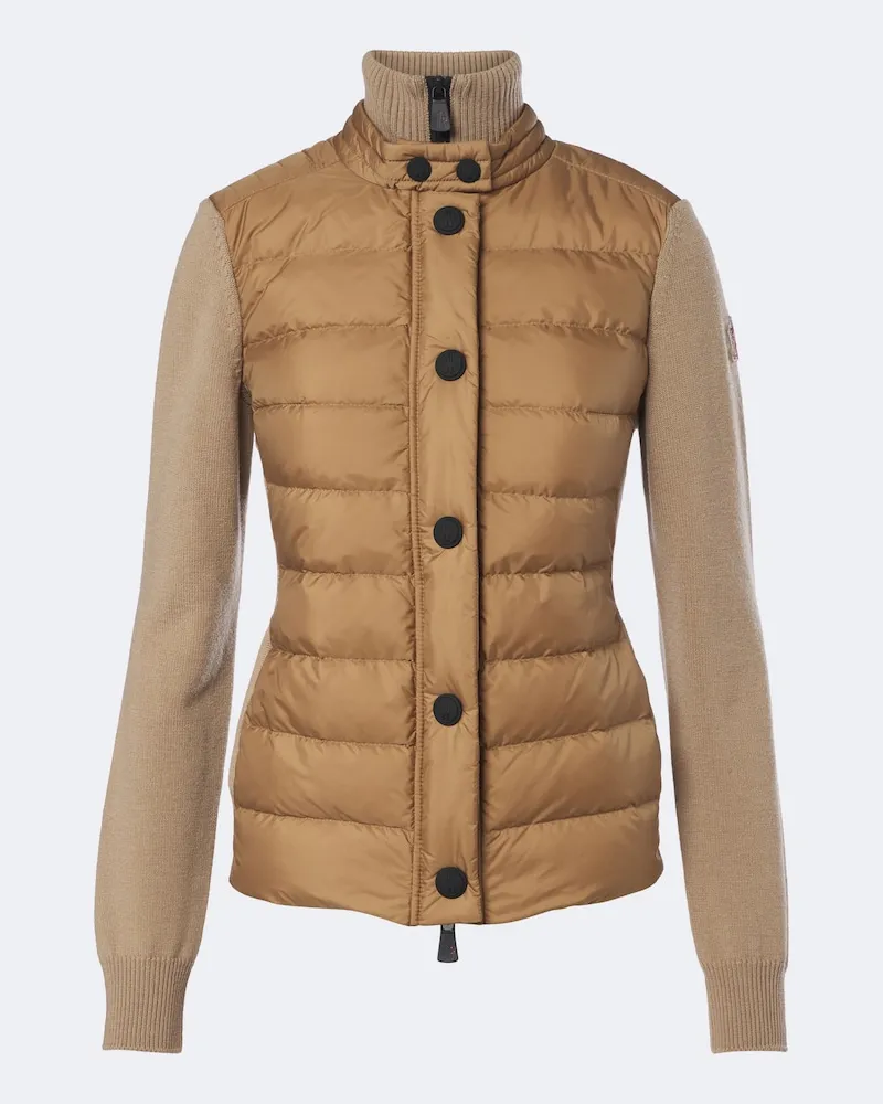Moncler Daunenjacke mit Strick Beige