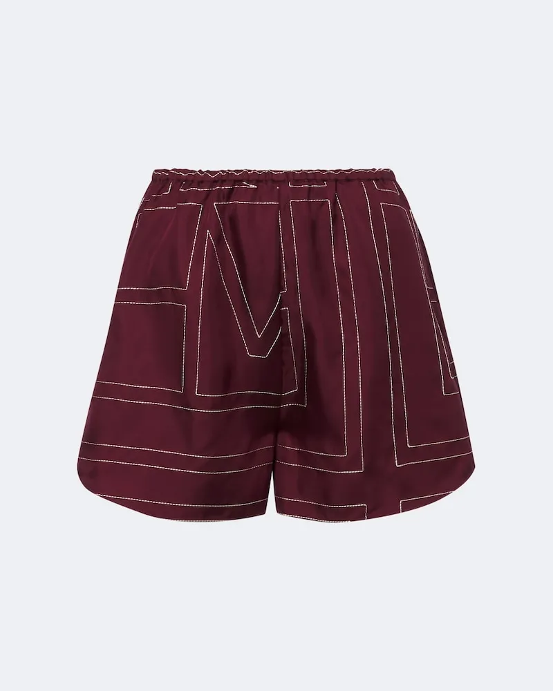 Totême Shorts Monogram aus Seiden-Twill Rot
