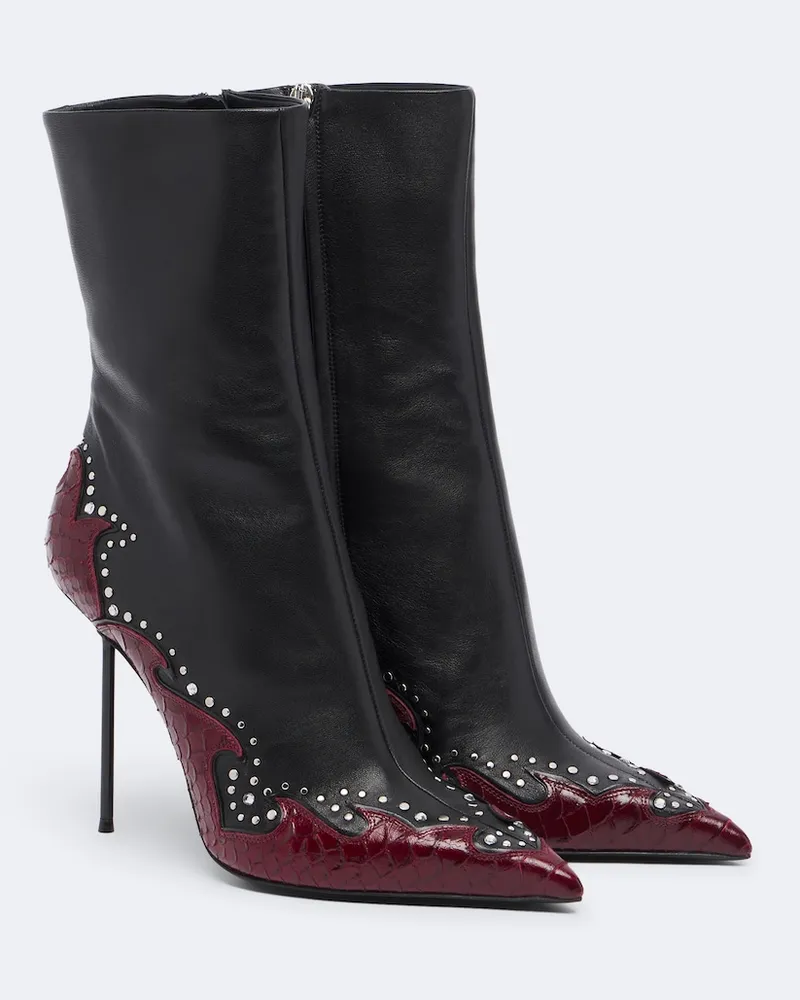 Paris Texas Ankle Boots Lidia Queen of Hearts aus Leder Schwarz