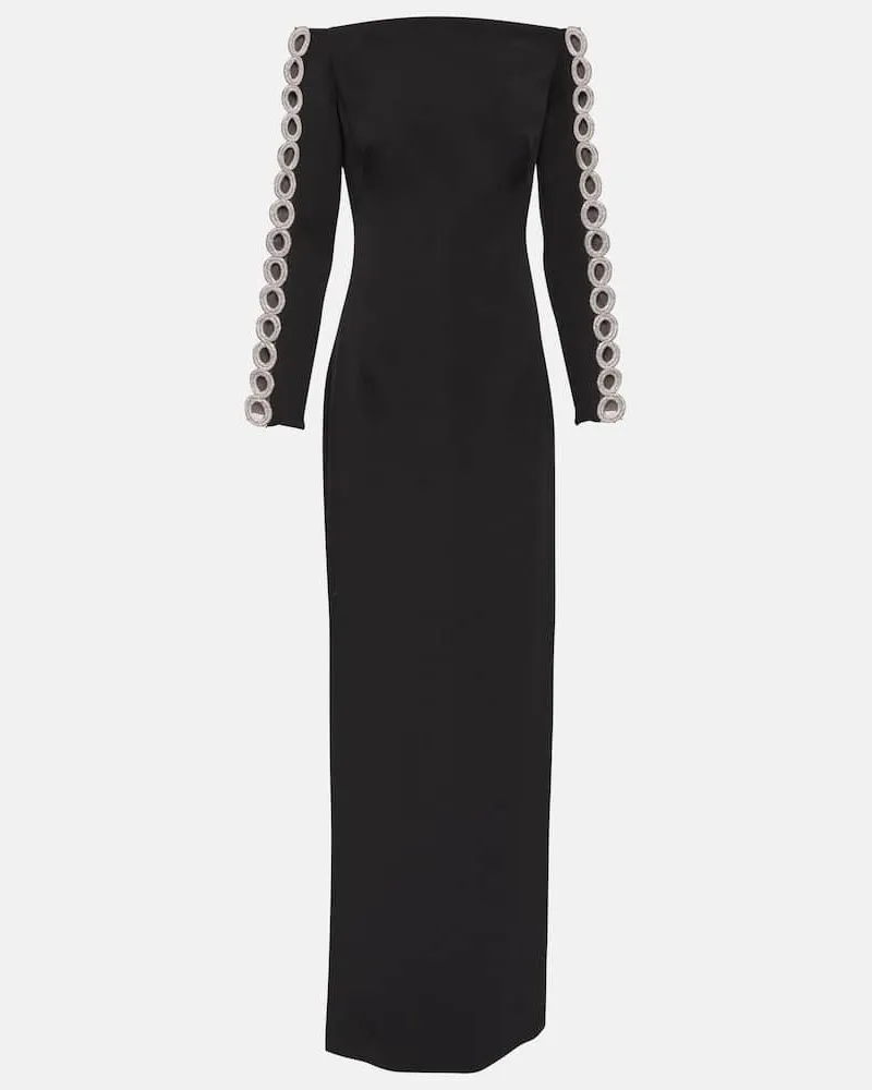 Safiyaa Verzierte Robe Maimie aus Crêpe Schwarz