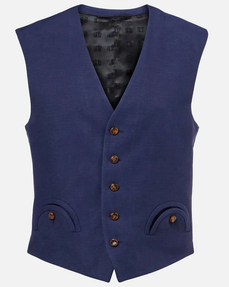 Blazé Milano Blazé Milano Weste Feral aus Seide und Leinen Blau