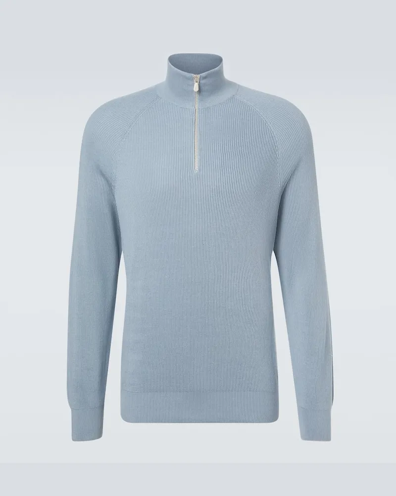 Brunello Cucinelli Pullover aus Rippstrick Blau