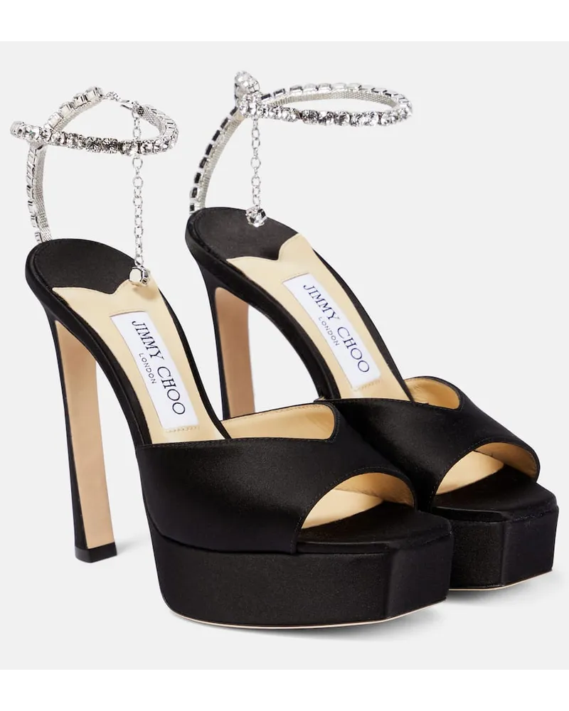 Jimmy Choo Verzierte Plateausandalen Saeda 125 Schwarz