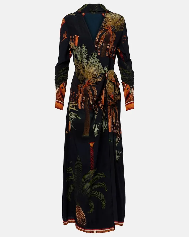 Johanna Ortiz Bedrucktes Wickelkleid aus Seide Multicolor