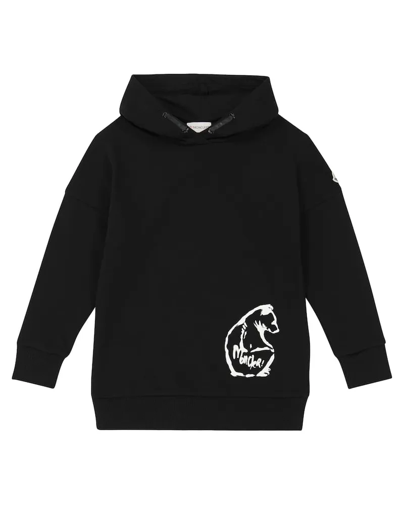 Moncler Bedrucktes Pulloverkleid aus Baumwolle Schwarz
