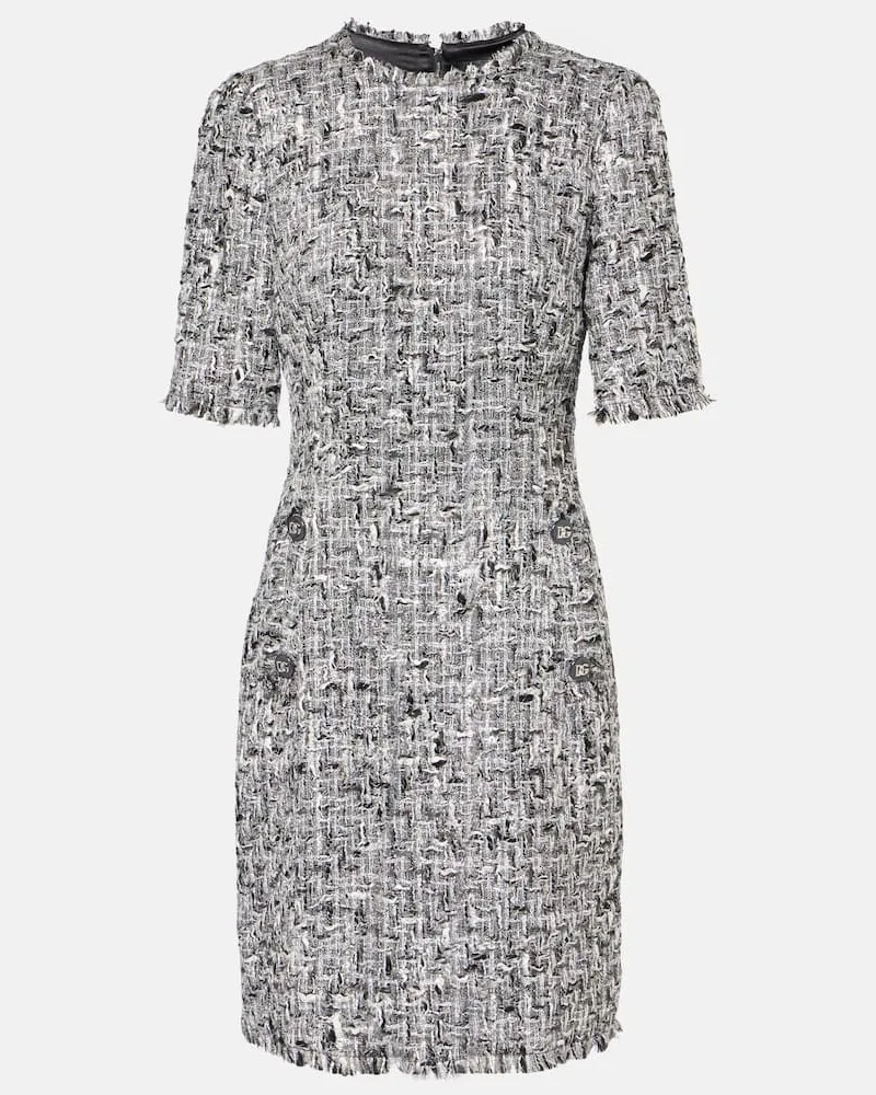 Dolce & Gabbana Minikleid DG aus Bouclé Grau