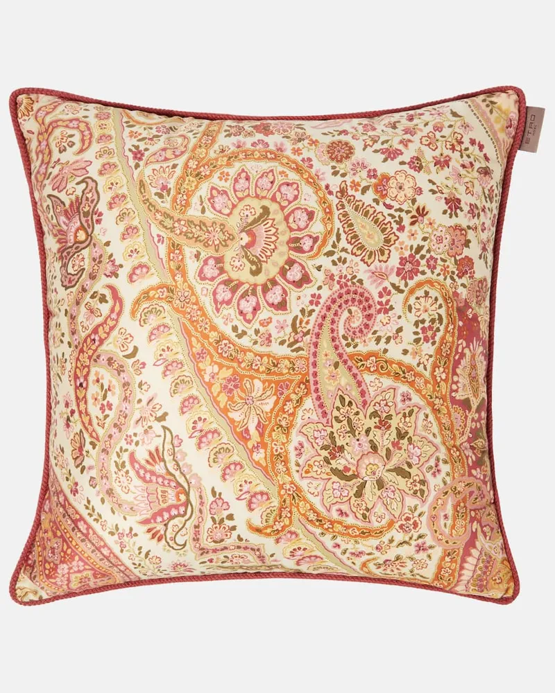 Etro Besticktes Kissen aus Baumwollsatin Pink