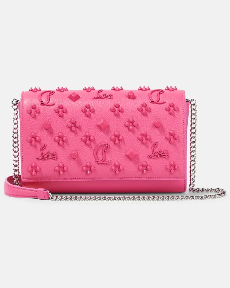 Christian Louboutin Verzierte Schultertasche Paloma aus Leder Rosa