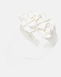 Jennifer Behr Haarreif Triple Rosette Voilette Weiss